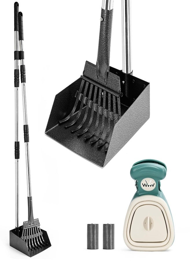 ليتشي مجموعة مجرفة ومجرفة متينة من الفولاذ المقاوم للصدأ من ليتشي، مثالية للحديقة - مجرفة محمولة للكلاب الصغيرة والمتوسطة الحجم، بمقبض طويل قابل للتعديل، مقاومة للصدأ، مع ملحق للكيس، ومشبك للرباط - Image 1